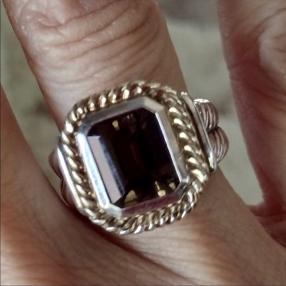 CNA Pranda Sterling Silver & 14K Smoky Quartz Ring Size 6 - Picture 2 of 7